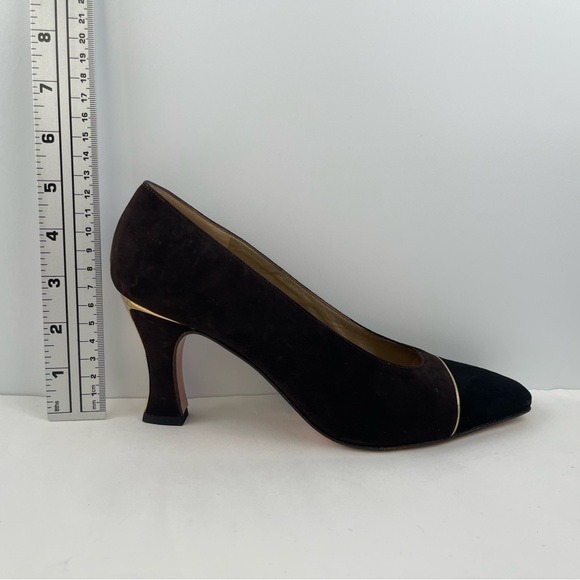 St. John Jackie Women’s Brown Suede Leather Heels Vintage Made in Italy Size 7.5 - Picture 9 of 11